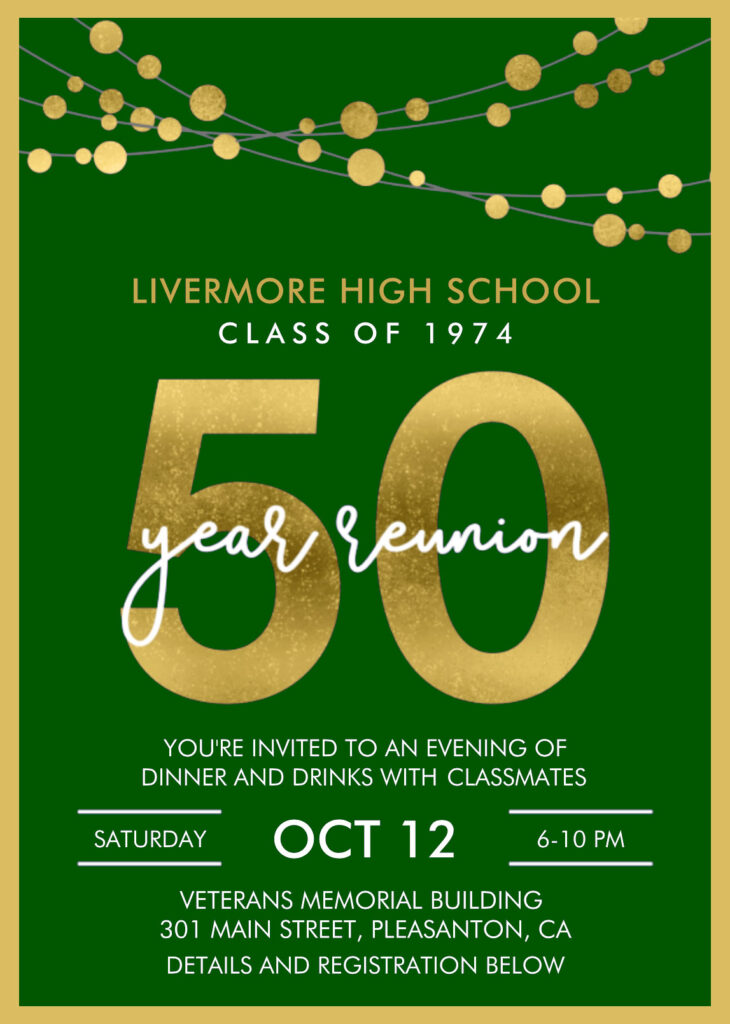 Livermore High School Class of 1974 50-year reunion banner